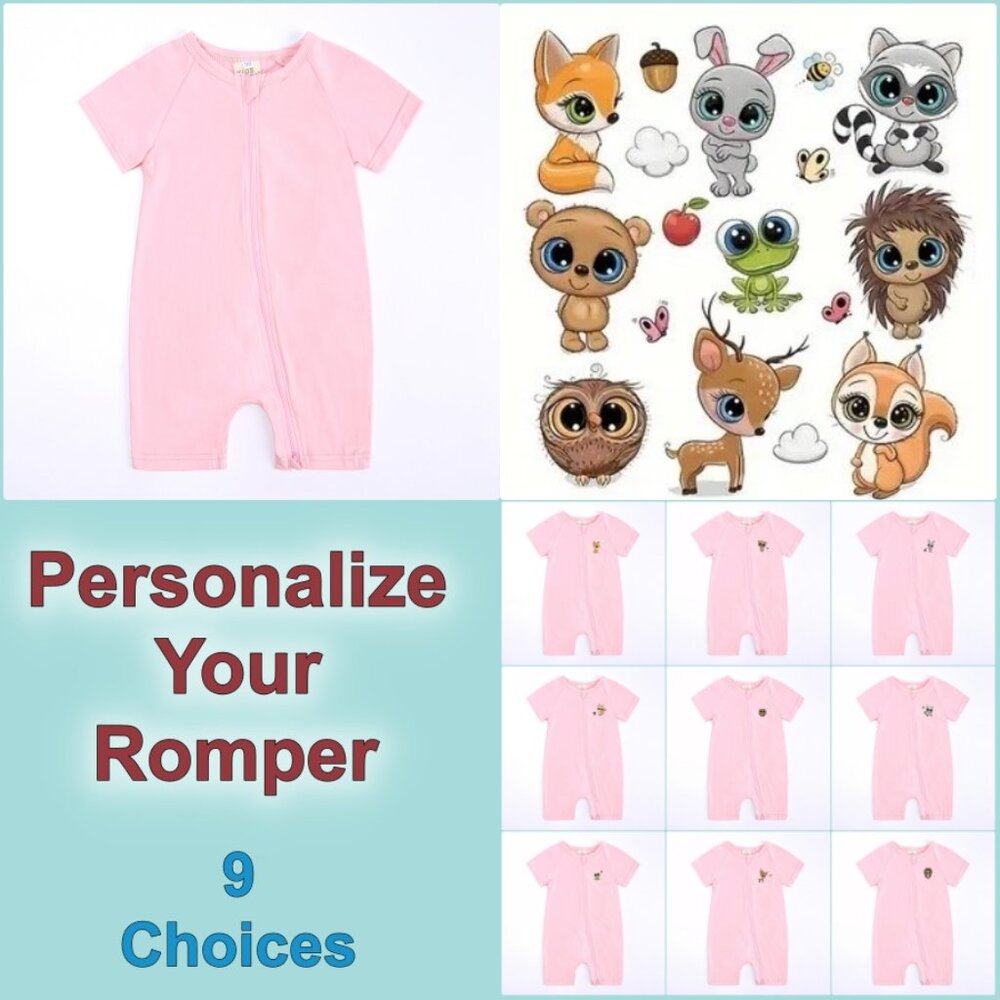 NWT*3-6m BABY ROMPER Shorts Double Zipper Pink Cotton Play-Sleep Custom Design
